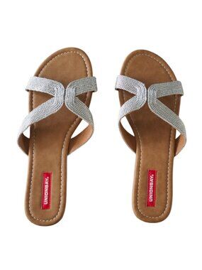 UNIONBAY Becky Women's Silver and Tan Slip on Sandals Size 10M